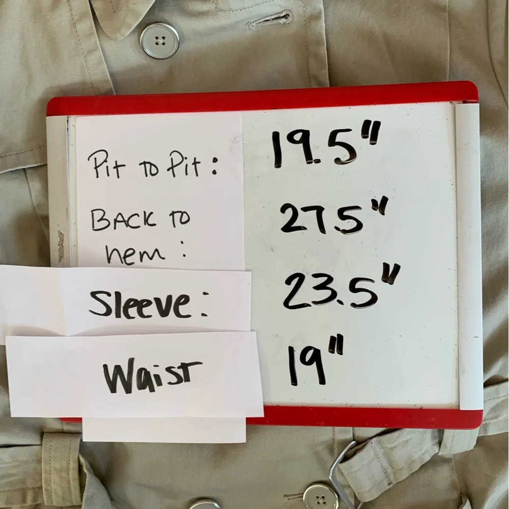 Joan Rivers (QVC) Double Breasted Short Trench Coat ~ Khaki Cotton ~ Size M - Picture 16 of 16